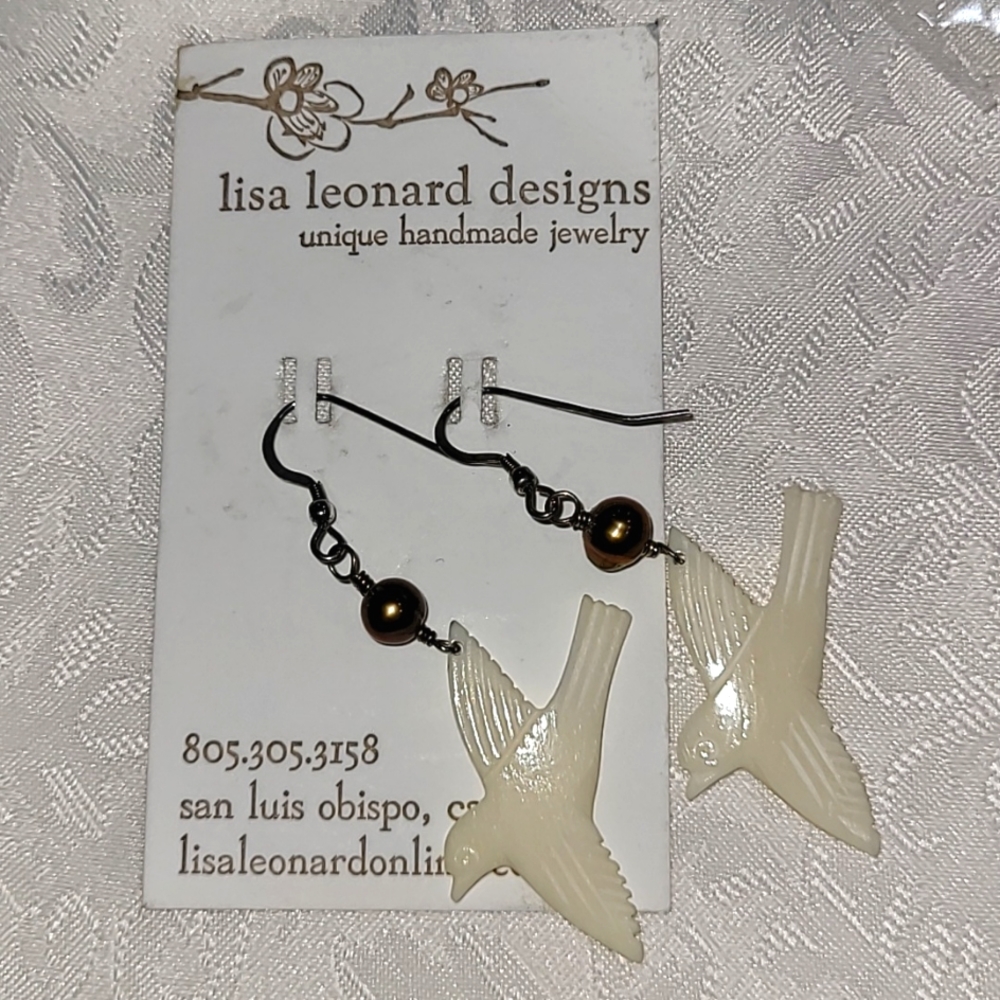 Lisa Leonard Earrings handcrafted Bone Pearl